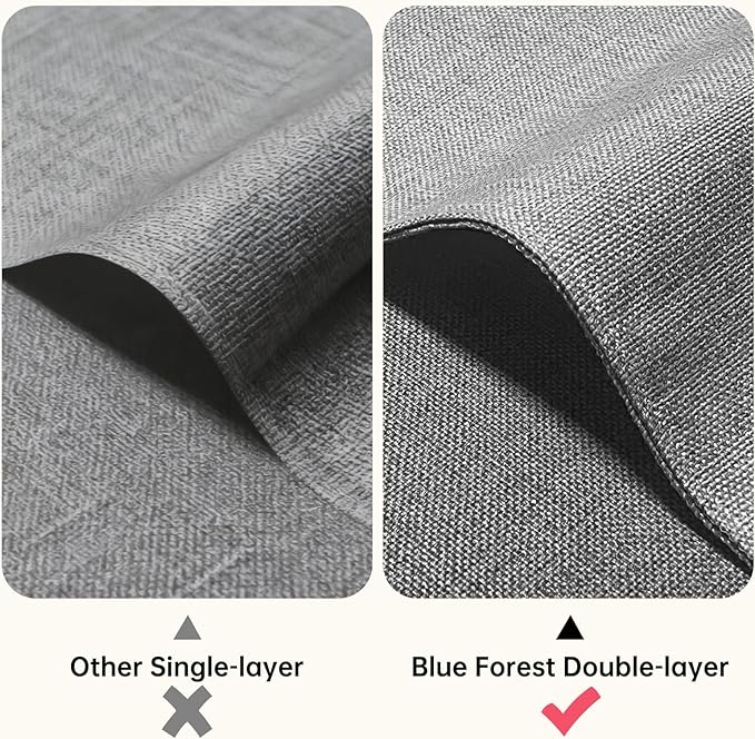 Blue Forest Placemats Set of 6, Dual-Layered Thickened Faux Linen Table Mats Heat Resistant Machine Washable Wrinkle Free Place Mats for Kitchen Dining Outdoor/Indoor (Light Grey)