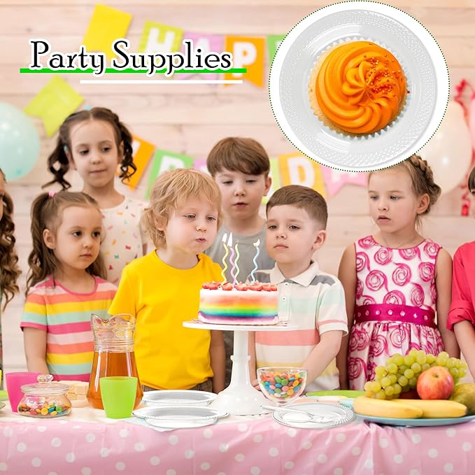 800 Pcs Clear Plastic Dessert Plates with Forks Include 400 Disposable Appetizer 6 Inch Plates 400 Plastic Forks Round Cake Salad Bulk Serve 400 Guests for Christmas New Year Wedding Birthday Party