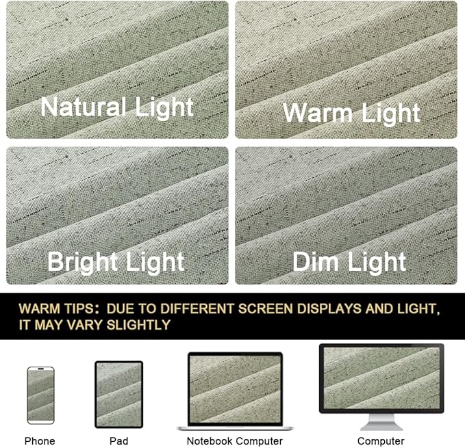 PrinceDeco 100% Blackout Linen Curtains 63 Inches Long 2 Panels Thermal Insulated Burlap Curtain with White Liner Grommet Room Darkening Textured Curtains for Bedroom Living Room (52x63 inch,Sage)