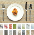 Placemats Set of 8 Vinyl/Plastic Woven Place Mats for Kitchen Table Indoor/Outdoor Washable Placemat Wipeable Dining Table Mats (Aurora Gold,8)