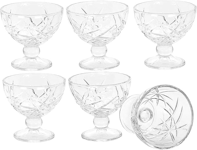 Red Co. Classic Footed Dessert Cups, Premium Crystal Clear Glass Ice Cream Bowls - Perfect for Parfait Fruit Salad or Pudding, Set of 6, 9 OZ