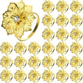 Hotop 70 Pcs Gold Napkin Rings Flower Napkin Holders Buckles Hollow Out Rhinestone Christmas Delicate Serviette Buckles for Thanksgiving Party Gathering Dinner Wedding Banquet Holiday Table Decor