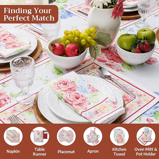 Maison d' Hermine Table Cloth Rectangle Table 100% Cotton 60 x 120 Inches Tablecloth Reusable Decorative for Dining Room Farmhouse Home Valentines Day Decorations Spring Summer - Vintage Floral
