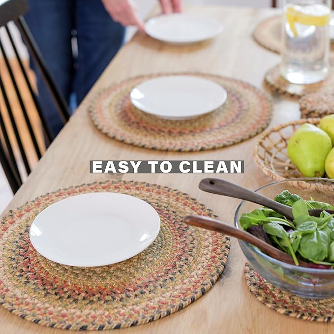 Homespice Kingston Jute Braided Long Table Runner, Warm Country Decor, Multicolor Rectangle 11x36 - Rich Colors, Easy to Clean, Durable and Protects Furniture