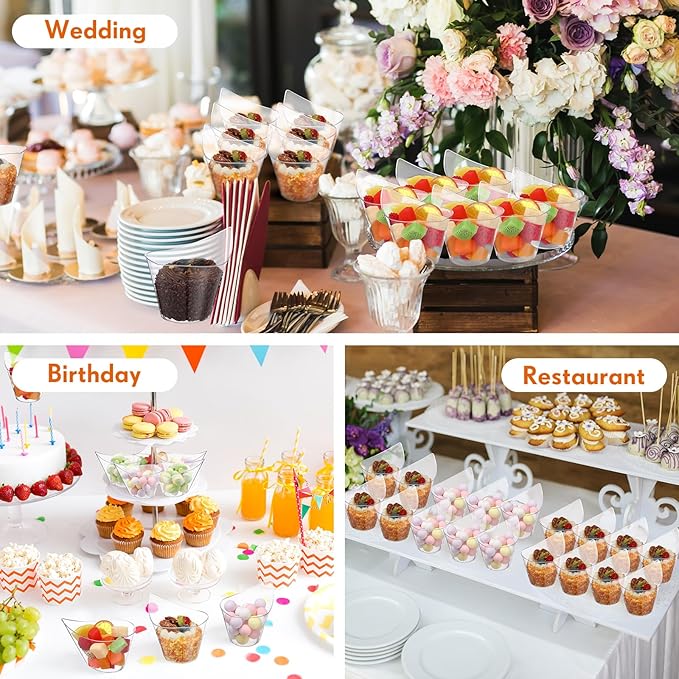 300 Pack Clear Plastic Dessert Cups with Tasting Spoons, Appetizer Cups Yogurt Parfait Bowls with Spoons for Party Supplies Catering Chocolate Desserts Buffet Food Display (7 oz)