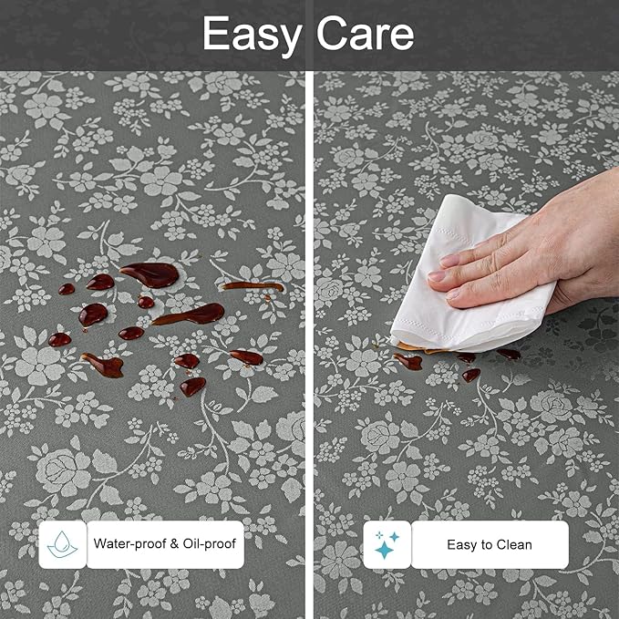 Smiry Square Table Cloth, Waterproof Heavy Duty Vinyl Tablecloths, Wipeable Washable Table Cover for Kitchen and Dining Room (Grey, 70" X 70")