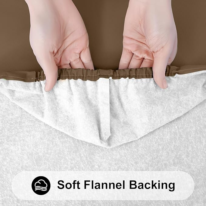 Smiry Rectangle Tablecloth, Elastic Fitted Flannel Backed Vinyl Tablecloths for 6ft Folding Tables, Waterproof Wipeable Table Covers for Indoor, Outdoor, Picnic and Camping (Brown, 30"x72")