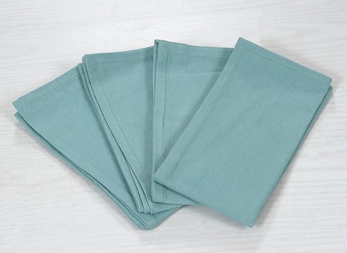 ACCENTHOME Accent Home 100% Cotton Napkins, Delicate Cloth Napkins for Dinners, Parties and Weddings，18 x 18 Inch Set of 12 - Blue