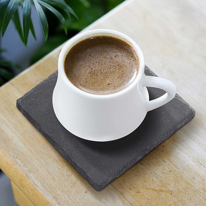 Custom Sohag Square Slate Coasters Set of 10, Personalized Bulk Pack - Table Decor, Kitchen Decor, Wedding Favors - Black