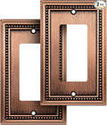 Henne Bery Sunken Pearls Heavy Duty Decorative Wall Plate Switch Plate Outlet Cover (Single Decorator, 2 Pack, Antique Copper)