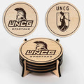 LazerEdge UNC Greensboro Spartans Wooden Coaster Set - Maple Wood - Officially Licensed Product - 4-Pack