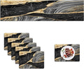 Mcalk Black Marble Table Runner and Placemats Set of 6 Pieces, Gold Marble Placemats, Modern Cloth Place Mats Indoor for Kitchen,Washable Linen Material for Dining Table