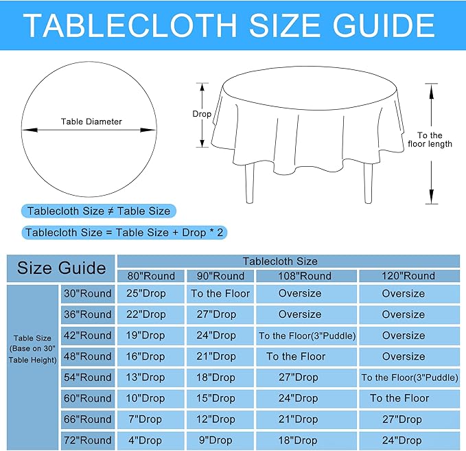 Hiasan Round Tablecloth 80 Inch Linen - Wrinkle and Stain Resistant Washable Polyester Fabric Table Cloth for Dining Room Kitchen Party, Beige