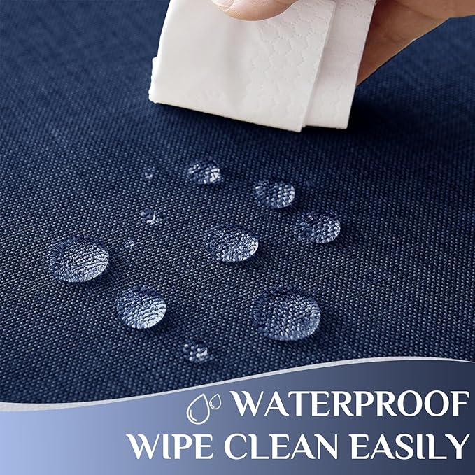 Softalker Navy Blue Tablecloth Rectangular 52x70 Inch Linen Textured Outdoor Tablecloth Stain and Wrinkle Resistant Table Cover for Spring,Easter,Summer,Tea Party,Garden Vintage Decor Small Tabletop