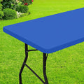 Smiry Rectangle Picnic Table Cloth, Waterproof Elastic Fitted Tablecloths for 6 Foot Tables, Washable Polyester Table Cover for Camping, Indoor and Outdoor (Blue, 30"x72")