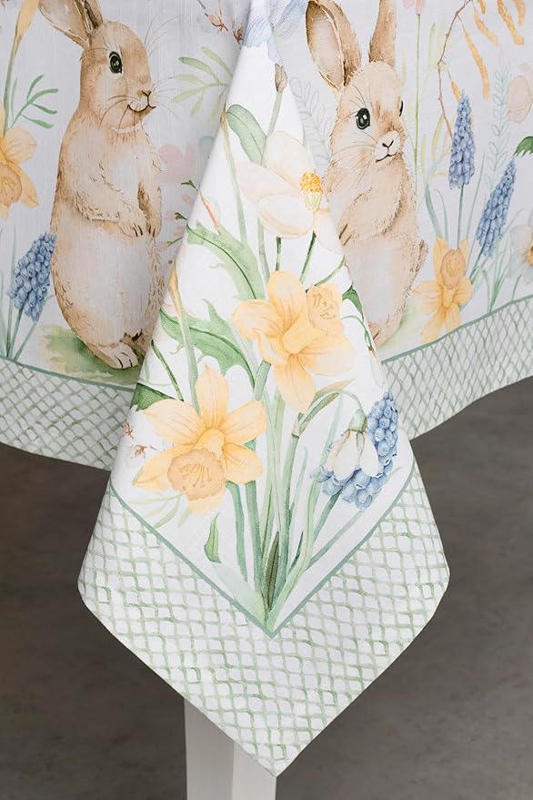 Maison d' Hermine Table Cloth Rectangle Table 100% Cotton 60 x 120 Inches Tablecloth Reusable Decorative for Dining Room Farmhouse Home Valentines Day Decorations Spring Summer - Easter Dew