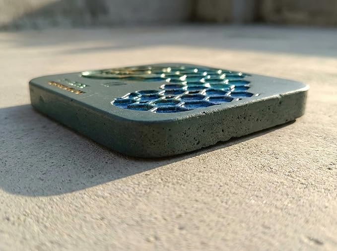 Handmade Concrete Square Coaster Gift Set – Minimalist Resin-Inlay Drink Coasters, Modern Stone Home Décor, Artisanal Gift for Coffee Table, Desk & Home Aesthetics