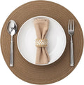 Round Placemats Set of 12 Woven Placemats Washable Braided Table Mats for Dining Table Heat Resistant Non-Slip Circle Place Mats(Brown)