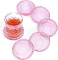 Modern Glass Coasters, GOH DODD Set of 6 Crystal Coasters Tabletop Protection for Drinks, Home Decor, Kitchen, Living Room, Patio, Wedding, Party, Housewarming Gifts, Clear Purple