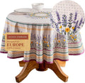 Maison d' Hermine Table Cloth Round Table 100% Cotton 69 Round Inches Tablecloth Reusable Decorative for Dining Room Farmhouse Home Valentines Day Decorations Spring Summer - Fanny Lavender