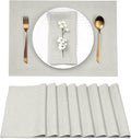 D'Moksha Homes Linen Placemats 14 x 19 Inch - Silver Grey Placemats Set of 8-100% Pure Linen Table Place Mats for Spring, Easter - Handcrafted and Machine Washable