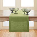 Solino Home Linen Moss Green Table Runner 72 Inches Long - 100% Pure Linen Hemstitch Table Runner 14 x 72 Inch for Dresser, Dining, Winter, Spring, Easter, St Patricks Day - Classic Hemstitch