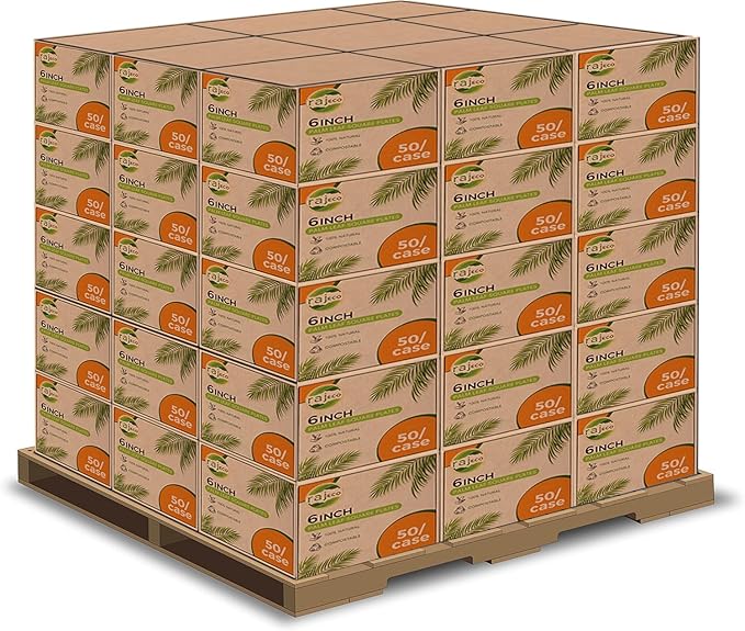 Raj Palm Leaf Plates Bulk [50-Pack] 6" Square Plates(200 Cases - 10,000 PACK) like Bamboo plates Disposable, Strong, Decorative Compostable Tableware for weddings, Lunch, Dinner, Birthday,Outdoor