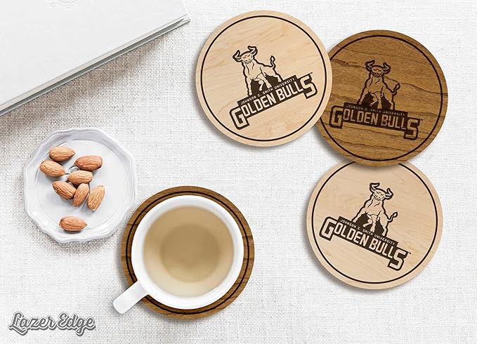 LazerEdge John C Smith Golden Bulls Wooden Coaster Set - Maple Wood - Officially Licensed Product - 4-Pack