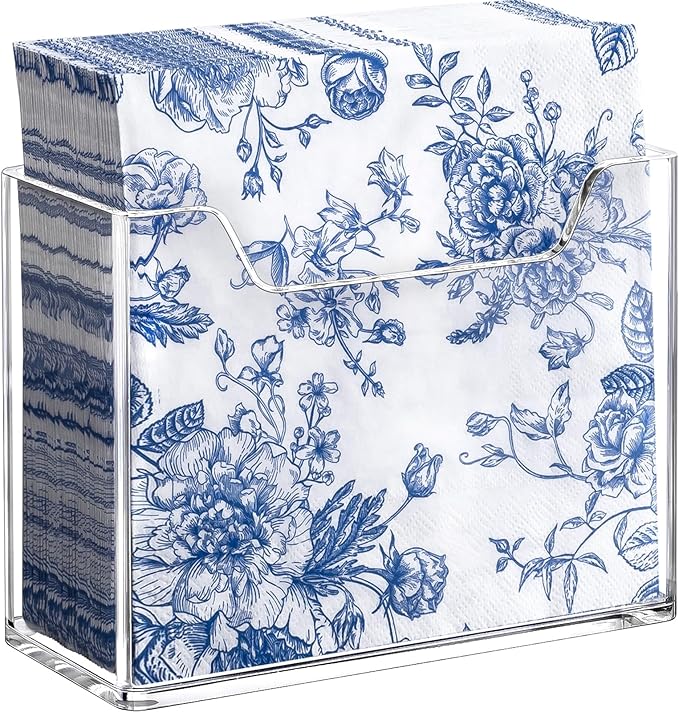 Acrylic Napkin Holder for Table, Clear Plastic Vertical Napkins Holders, Modern Square Paper Napkin Holders for Kitchen, Dinner Table Guest Napkin Holder for Home, Hotel, Restaurant, Bar