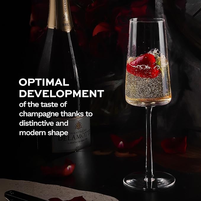 Stölzle Lausitz Champagne Glasses Power 6-Piece Set 240ml – Elegant Flutes Ideal for Prosecco & Sparkling Wine – Crystal Champagne Glasses – Dishwasher- & Shockproof