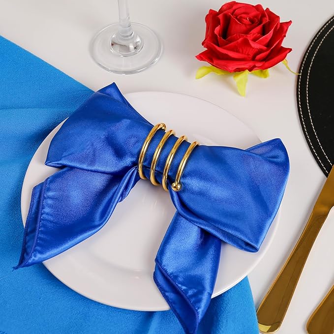 Gold Napkin Rings Set of 6, Metal Napkin Rings Dinner Napkin Holders for Cloth Napkins Thanksgiving Wedding Christmas Party Kitchen Table Decoration(6 Pcs Gold Spring)