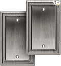Henne Bery Sunken Pearls Heavy Duty Decorative Wall Plate Switch Plate Outlet Cover (Single Blank, 2 Pack, Heirloom Silver)