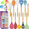 Kitchen Utensils Set, 21 Wood and Silicone Cooking Utensil Set, Non-Stick and Heat Resistant Kitchen Utensil Set, Kitchen Tools