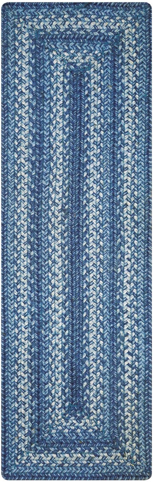 Homespice Denim Jute Braided Long Table Runner, Country Coastal Decor, Blue Rectangle 11x36 - Rich Colors, Easy to Clean, Durable and Protects Furniture