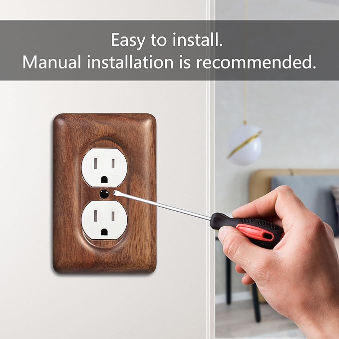 Decorative Outlet Covers Solid North American Walnut Plug Plate Covers, Electrical Wall Plates for Outlets