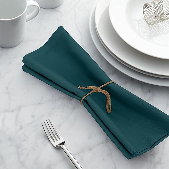 Ruvanti Cloth Napkins Set of 12, 18x18 Inches, 100% Cotton, Washable, Soft & Absorbent, Perfect for Wedding, Christmas, ‎Thanksgiving Dinners - Deep Teal
