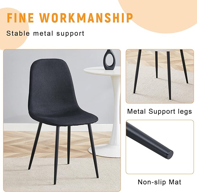Round Dining Table Set for 6｜42"-54" Extendable Dining Room Table Set｜Wooden Kitchen Table with 6 Chairs｜Mid Century Modern Dinner Table Set with Cross Legs｜Easy Assembly｜Space Saving