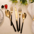 Black and Gold Silverware Set for 4 Modern 20 Piece Flatware Set Stainless Steel Mirror Polished Unique Black Gradual Change Gold Cutlery Utensils Sets for Home Kitchen Restaurant Nice Weight