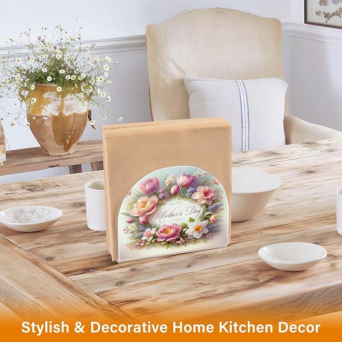 Napkin Holder Tulip Mother's Day Butterfly Crystal Clear Acrylic Napkin Holders, Paper Napkin Holder Dining Table Dispenser for Kitchen Restaurant Home Decor Bar Accessories