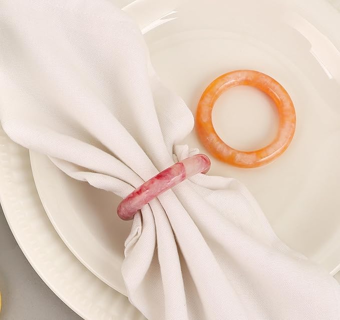 CLEENTABLE Napkin Rings Set of 12 - Epoxy Resin Napkin Holder Cuffs for Dinner Table Décor - Farmhouse Modern Serviette Rings for Weddings, Parties, Receptions, Banquets, Daily Use (Pastel)