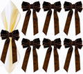 Bow Napkin Rings Set of 6 Luxury Soft Brown Velvet Napkin Holders, Elegant Bow Design for Christmas Holiday Dinner Wedding Party Table Decor