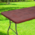 Smiry Rectangle Table Cloth Cover, Waterproof Elastic Fitted Picnic Tablecloth for 4 Foot Tables, Wipeable Flannel Backed Vinyl Tablecloths for Camping, Dining, Outdoor (Reddish Brown, 24" x 48")