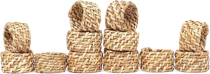 Lightnpro Natural Sea Grass Decorative Napkin Rings Set of 12, Serviette Napkin Rings Bulk for Party Decoration, Table Top Décor for Dinning Table, Everyday, Christmas, Easter Family Gatherings