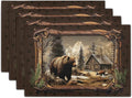 Bear Placemats Set of 4 - Rustic Lodge Place Mats 12x18 Vintage Cabin Table Mats Farmhouse Kitchen Mats for Party Dining Table