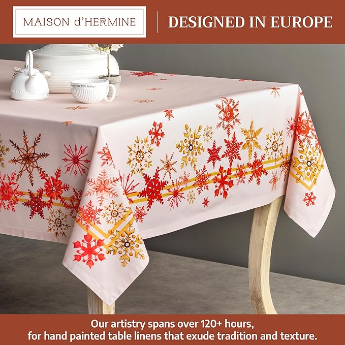 Maison d' Hermine Table Cloth Square Table 100% Cotton 60 x 60 Inches Fall Tablecloth Reusable Everyday Use for Thanksgiving Christmas Decorations Dining Farmhouse Party (Crystal Star)