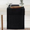D'Moksha Homes Linen Black Table Runner 144 Inches Long - 100% Pure Linen Extra Long Table Runner 14 x 144 Inch for Spring, Easter - Classic Hemstitch