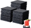 Slate Coasters Set of 36,4-Inch Black Square Stone Drink Coasters with Scratch-Resistant Backing,Durable Tabletop Protection for Home Office Kitchen,Ideal Housewarming Wedding Gifts