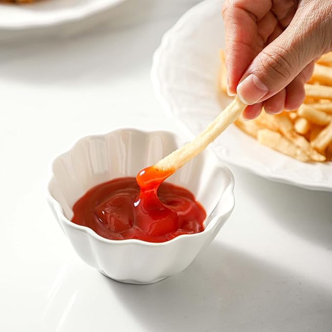 UIBFCWN 12 Pack 4oz Soy Sauce Dishes, Ceramic Dipping Sauce Bowls/Cups, 3.6inch Small Dip Bowls for Ketchup, Soy Sauce, Sushi, Condiments, Side Dishes, Microwave & Dishwasher Safe