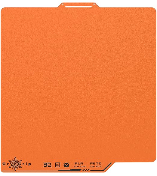BIQU Cryogrip Pro Frostbite Matte Orange Cold Build Plate for Bambu-Lab P1S/P2S/P1P/X1C/X1E/A1 3D Printer 257x257MM Double-Sided Upgrade Room Temperature Print Removable Surface Platform