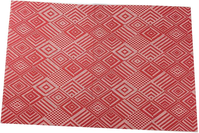Gugrida Luxury Placemats Set of 6, Heat-Resistant, Stain Resistant PVC Table Mats (Red Argyle)